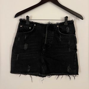 BDG urban outfitters distressed denim raw hem black skirt